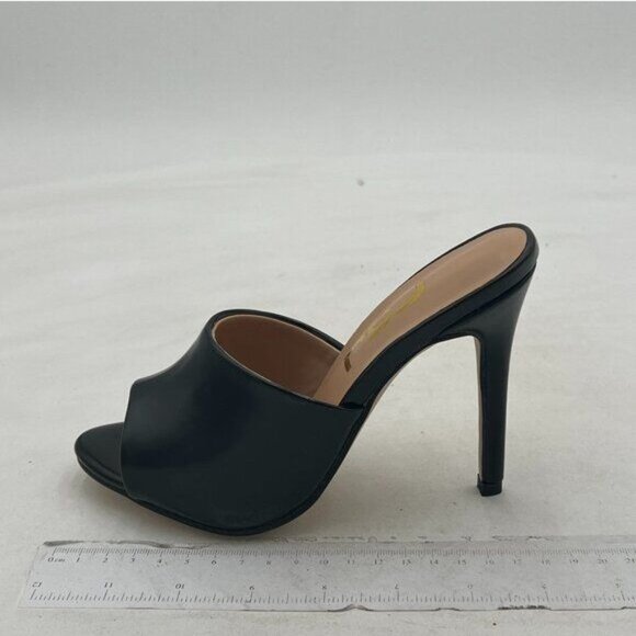 FSJ Shoes - FSJ Black High Heel Open Toe Mule